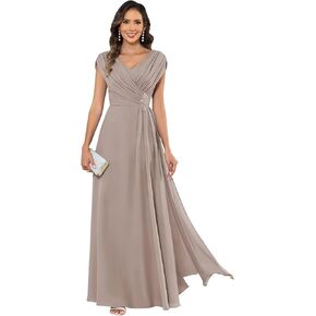 Cap Sleeves Mother of The Bride Dresses for Wedding Chiffon Long Applique Formal Evening Dress in Kuwait