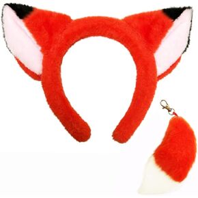 Fox Ears and Tail, Halloween Fox Headband Costume Set, Animal Dress Up Accessories in Kuwait