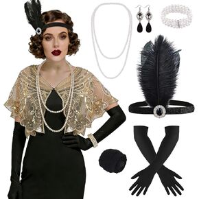 ELECLAND 10 Pieces 1920s Flapper Gatsby Accessories Set Fashion Roaring 20's Theme Set with Headband Headpiece for Women in Saudi Arabia