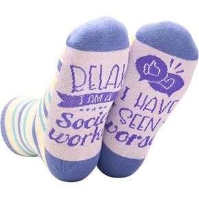 InnoBeta Social Worker Appreciation Gifts, Gifts for Social Workers, One Size Crew Socks, Relax I'm A Social Worker, I Have Seen Worse in Kuwait
