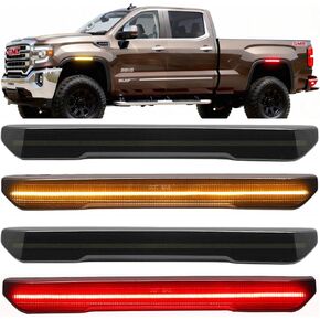 4 Pcs Front & Rear Amber LED Side Marker Light Compatible with 2020-2024 GMC Sierra 2500HD 3500HD Pickup Truck Fender Lights Running Smoked Lens in Saudi Arabia