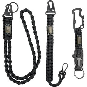 USA Flag Tactical Paracord Lanyard - Heavy Duty Braided 550 Paracord for ID Badges, Phone Tether, Keychain - EDC Gear with Secure Hook for Accessories in Kuwait