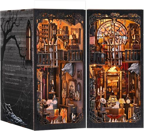 مجموعة زوايا الكتب، DIY 3D خشبية لغز Booknook Bookend Miniature رف الكتب الديكور in Kuwait