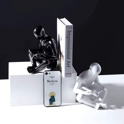 كتاب ينتهي الشمال الإبداعية الدفتين التماثيل أبيض وأسود بسيط كتاب حامل الحلي المنزل مكتب الديكور سطح المكتب رف الكتب الكتب دعم in Kuwait