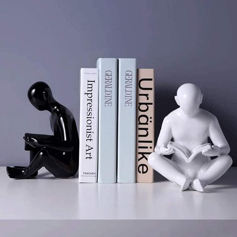 كتاب ينتهي الشمال الإبداعية الدفتين التماثيل أبيض وأسود بسيط كتاب حامل الحلي المنزل مكتب الديكور سطح المكتب رف الكتب الكتب دعم in Kuwait
