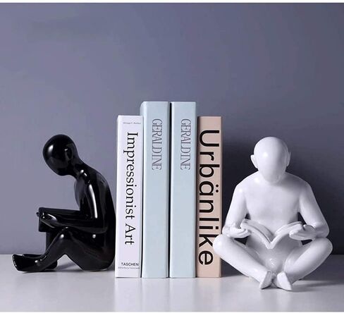 كتاب ينتهي الشمال الإبداعية الدفتين التماثيل أبيض وأسود بسيط كتاب حامل الحلي المنزل مكتب الديكور سطح المكتب رف الكتب الكتب دعم in Kuwait