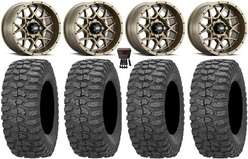 Bundle - 9 Items: ITP Hurricane 14" Wheels Bronze 32" Rock-A-Billy Tires [4x110 Bolt Pattern 12mmx1.25 Lug Kit] in Saudi Arabia