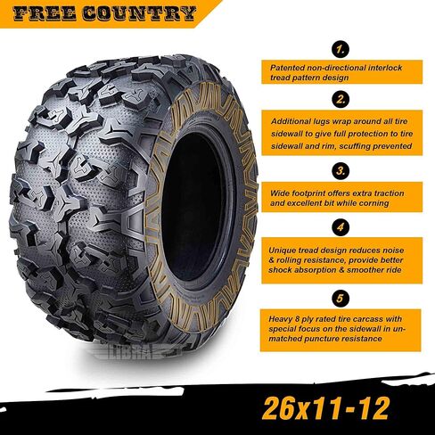 Free Country (2) Premium 8PR ATV/UTV Tires 26x11x12 fit 17-20 RANGER 1000 XP/CREW in Kuwait