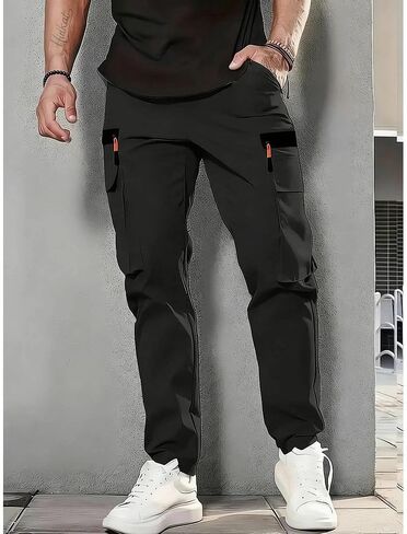 Mens Casual Cargo Pants Slim Straight Fit Multi Pocket Lightweight Trousers for Daily Wear Travel Street Style in Saudi Arabia