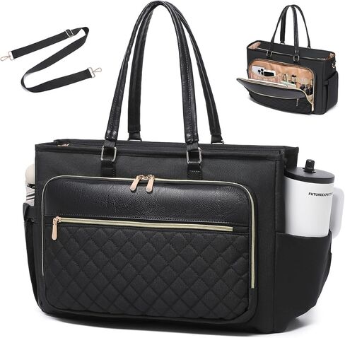 Laptop Tote Bag for Women Work, Multi-pocket Teacher Handbag with Cup Holder, 17.3 Inch Computer Purse for Office, Travel in Saudi Arabia