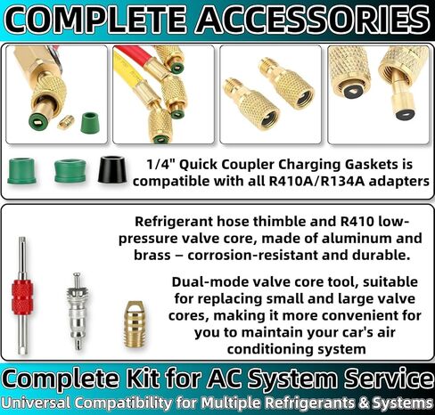 طقم إصلاح مكيف الهواء 71 قطعة، مجموعة حشية خرطوم التدفئة والتهوية وتكييف الهواء ومجموعة أختام خرطوم التدفئة والتهوية وتكييف الهواء، مع أداة إزالة الصمام الأساسية - 50 سدادة مطاطية، 10 صمامات، 10 قلوب صمامات لنظام التيار المتردد للسيارات in Kuwait