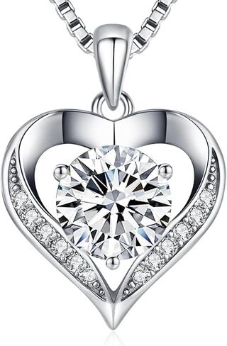 Moissanite Necklace for Women, 1-3 Carat Heart Pendant Engraved I LOVE YOU, Birthday Gifts for Women Girlfriend, Anniversary Present for Wife, Jewelry Gifts for Valentine's Day in Saudi Arabia