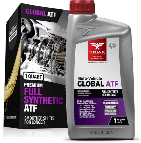 TRIAX Global ATF، اصطناعي بالكامل، درجة OEM، نطاق مواصفات واسع للمركبات الأمريكية والأوروبية والآسيوية، متوافق مع TES 295، DEX VI، Mercon V، والعديد من المركبات الأخرى (1 جالون) in Kuwait