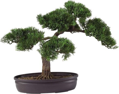 Nearly Natural 4106 16in. Cedar Bonsai Silk Plant,Green in Saudi Arabia