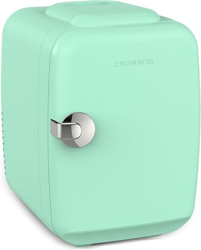 ثلاجة صغيرة CROWNFUL، سعة 4 لتر/6 عبوات تبريد وتدفئة شخصية محمولة للعناية بالبشرة، ومستحضرات التجميل، والمشروبات، والطعام، رائعة لغرفة النوم، والمكتب، والسيارة، والنوم، ومدرجة ETL (أبيض) in Kuwait