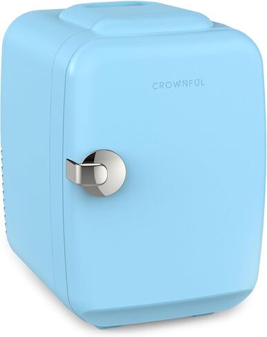 ثلاجة صغيرة CROWNFUL، سعة 4 لتر/6 عبوات تبريد وتدفئة شخصية محمولة للعناية بالبشرة، ومستحضرات التجميل، والمشروبات، والطعام، رائعة لغرفة النوم، والمكتب، والسيارة، والنوم، ومدرجة ETL (أبيض) in Kuwait
