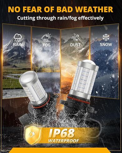 مصابيح ضباب Auxbeam H10 9145 9140 LED، لمبة SMD عالية الطاقة 50 وات 3020 SMD، لمبة ضباب بديلة صغيرة الحجم 1:1، إضاءة كاملة 360 درجة 10000 كلفن أزرق، تشغيل وتوصيل، حزمة من 2 in Saudi Arabia