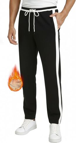 ZITY Mens Fleece Pants with Pockets Sherpa Lined Warm Sweatpants Heavyweight Winter Athletic Gym Thermal Joggers for Running Black in Saudi Arabia