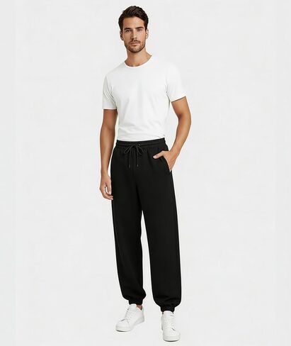 ZITY Mens Fleece Pants with Pockets Sherpa Lined Warm Sweatpants Heavyweight Winter Athletic Gym Thermal Joggers for Running Black in Saudi Arabia