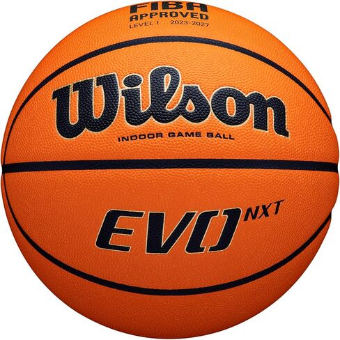 Wilson Basketball EVO NXT FIBA Game Ball, Mixed Leather, Ideal for Indoor, Size 7, Brown, WTB0965XB in Saudi Arabia