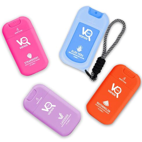 4 Pack Refillable Pocket Hand Sanitizer Spray with 1 Pack Silicone Case & Cute Keychain, Hydrating Hand Sanitizer Travel Size, 4 Scents, 4 FL. OZ. for Women Teen Girl Gifts.(4 Pack) in Saudi Arabia
