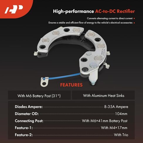 A-Premium Alternator Rectifier Compatible with Land Rover Range Rover 1993-1995 4.2L, Defender 110 1993 3.9L, Defender 90 1994-1995 3.9L, 14V Rectifier 8-35A Diodes in Saudi Arabia