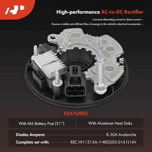 A-Premium Alternator Rectifier Compatible with Honda Civic 1999-2006 & Opel Corsa 2000-2012, Astra 1998-2009, Meriva, Combo Corsavan & Vauxhall Astravan, 14.4V Rectifier 8-50A Diodes in Saudi Arabia