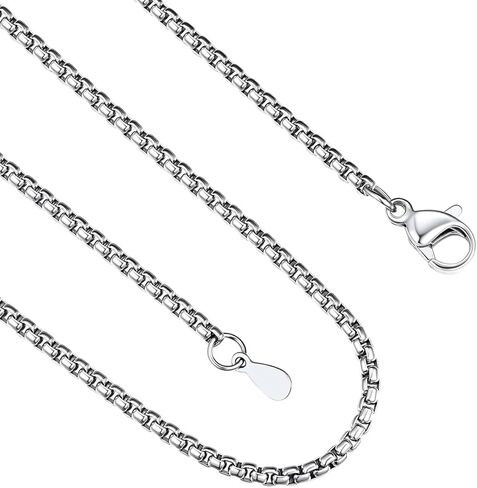 FindChic Stainless Steel Square Box Chain for Men | Silver/Gold/Black Rolo Necklace for Pendant | 2mm/3mm/6mm/8mm Width | No Tarnish, Hypoallergenic Hip Hop Jewelry with Gift Box | 18"-30" Length in Saudi Arabia