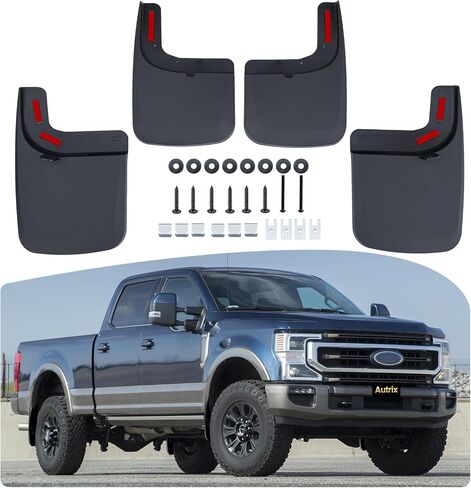 واقيات الطين لـ 2017-2025 Ford F250/F350 Super Duty مع عجلات خلفية واحدة & w/o OEM حاجز مشاعل، واقيات رذاذ أمامية وخلفية لشاحنات الالتقاط 4 قطع in Kuwait