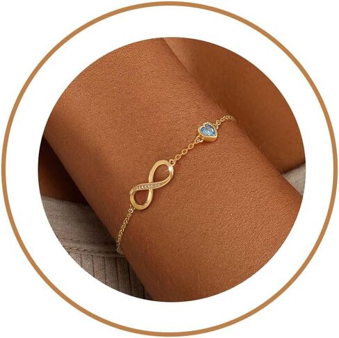 أساور جوهرة الميلاد اللانهاية للنساء أساور ذهبية ساحرة غير مشوهة، أساور حب على شكل قلب مطلية بالذهب عيار 14 قيراط، مجوهرات عيد ميلاد، هدايا خادمة الشرف للذكرى السنوية للزوجة وصديقتها in Kuwait