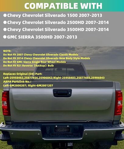Tail Lights compatible with 2007-2014 Chevy Silverado 1500 2500HD 3500HD(2007 New Body Style only), 2007-2013 GMC Sierra 3500HD;1 Pair(Left+Right), (Dark Red With Bulbs) in Saudi Arabia
