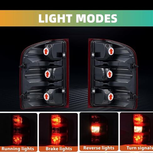 Tail Lights compatible with 2007-2014 Chevy Silverado 1500 2500HD 3500HD(2007 New Body Style only), 2007-2013 GMC Sierra 3500HD;1 Pair(Left+Right), (Dark Red With Bulbs) in Saudi Arabia