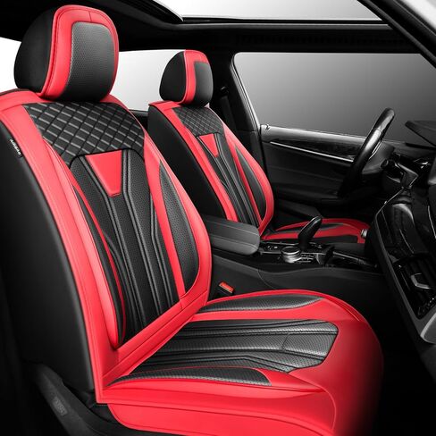 Fit CX-3 Car Seat Covers Compatible with Mazda CX-3 2015-2021 - （2 Front Seat） Premium Leather， Waterproof Breathable，All-Weather Seat Cushion Protecto & Airbag Compatible (Red Line Black) in Saudi Arabia