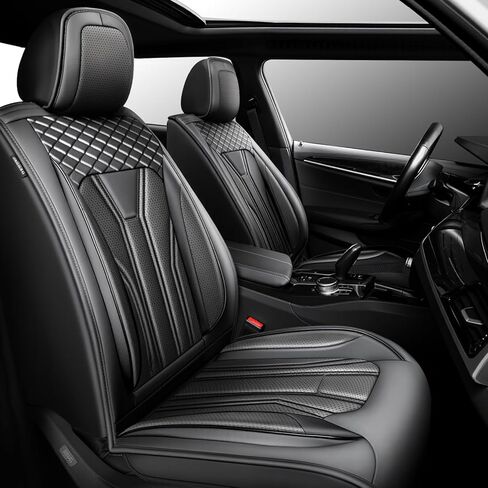 Fit CX-3 Car Seat Covers Compatible with Mazda CX-3 2015-2021 - （2 Front Seat） Premium Leather， Waterproof Breathable，All-Weather Seat Cushion Protecto & Airbag Compatible (Red Line Black) in Saudi Arabia
