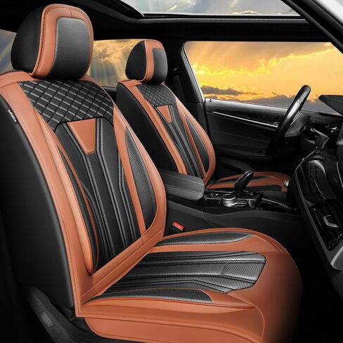 Fit CX-3 Car Seat Covers Compatible with Mazda CX-3 2015-2021 - （2 Front Seat） Premium Leather， Waterproof Breathable，All-Weather Seat Cushion Protecto & Airbag Compatible (Red Line Black) in Saudi Arabia