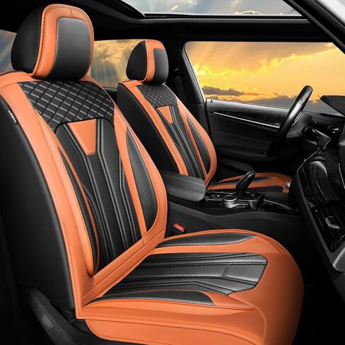 Fit CX-3 Car Seat Covers Compatible with Mazda CX-3 2015-2021 - （2 Front Seat） Premium Leather， Waterproof Breathable，All-Weather Seat Cushion Protecto & Airbag Compatible (Red Line Black) in Saudi Arabia