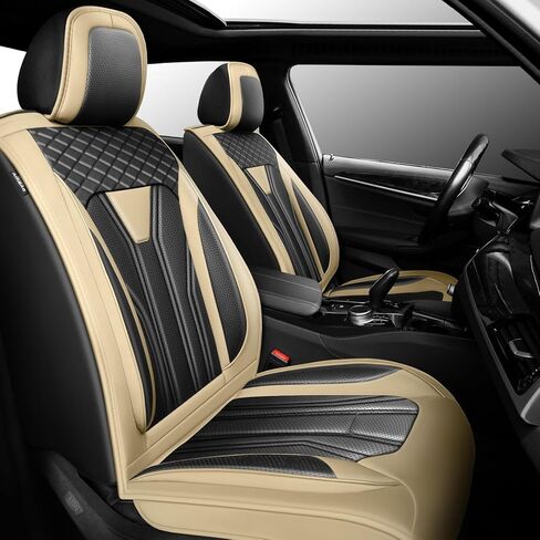 Fit CX-3 Car Seat Covers Compatible with Mazda CX-3 2015-2021 - （2 Front Seat） Premium Leather， Waterproof Breathable，All-Weather Seat Cushion Protecto & Airbag Compatible (Red Line Black) in Saudi Arabia