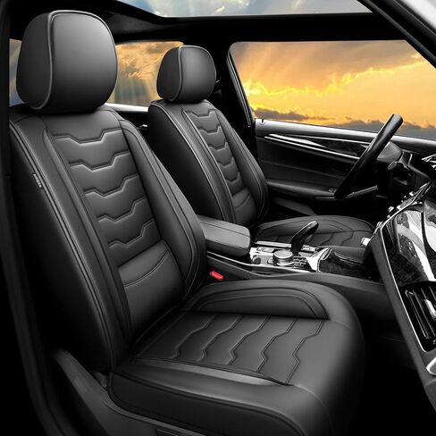 Fit CX-3 Car Seat Covers Compatible with Mazda CX-3 2015-2021 - （2 Front Seat） Premium Leather， Waterproof Breathable，All-Weather Seat Cushion Protecto & Airbag Compatible (Red Line Black) in Saudi Arabia