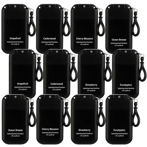 12 Pack Hand Sanitizer Spray with Keychain Hand Sanitizer Travel Size Valentines Teacher Gift Bulk Pocket Scented Variety Pack for Gym Purse Backpack Employee Gift for Coworker Staff(Colorful,Fresh) in Kuwait