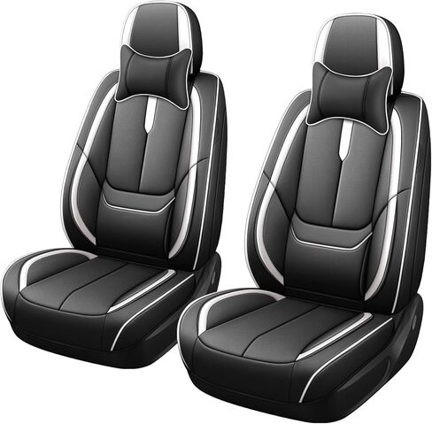 for Hyundai Kona Car Seat Covers 2018-2024, Premium Faux Leather Seat Cover | Breathable Waterproof Sports Drive Stylish, Easy to Install Seat Covers(2 Seats Standard/Black - Blue) in Kuwait