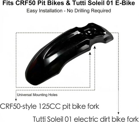 متوافق مع Tuttio Soleil 01 Ebike Front Fender Mud، واقي الطين للعجلة الأمامية المطورة لطراز CRF50 125CC Pit PRO Trail Dirt Bike (أسود) in Kuwait