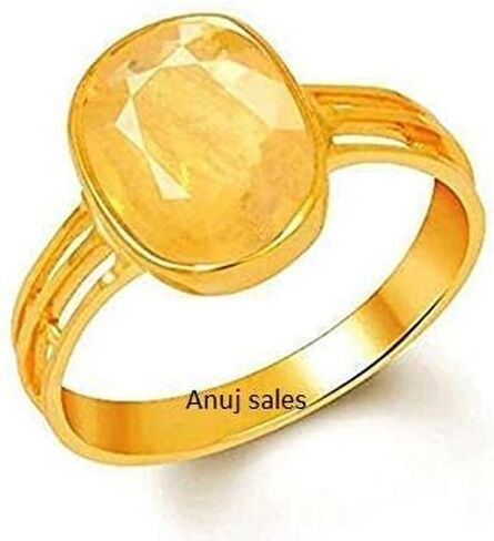 Certified Unheated Untreatet 11.00 Ratti A+ Quality Natural Yellow Sapphire Pukhraj Gemstone Ring for Women's and Men's (Lab - Certified) in Saudi Arabia