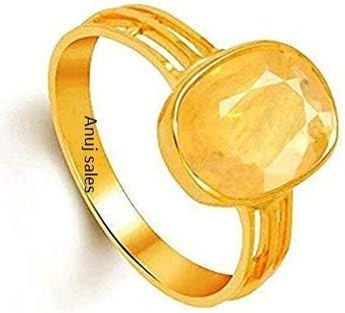 Certified Unheated Untreatet 11.00 Ratti A+ Quality Natural Yellow Sapphire Pukhraj Gemstone Ring for Women's and Men's (Lab - Certified) in Saudi Arabia