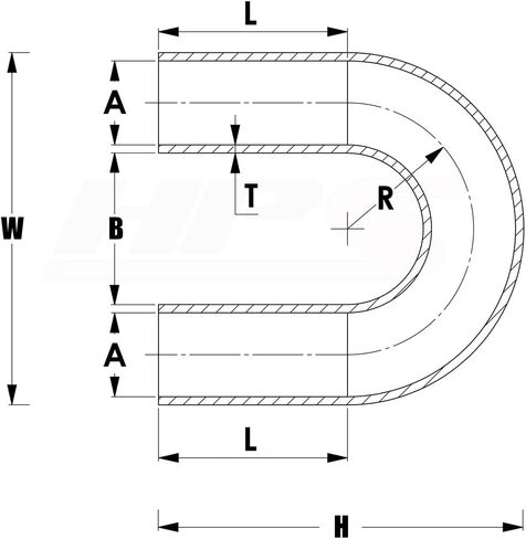 HPS HTSEC180-075-BLK درجة حرارة عالية 3/4 بوصة معرف 4 طبقات من السيليكون المقوى 180 درجة U Bend Elbow Co in Kuwait