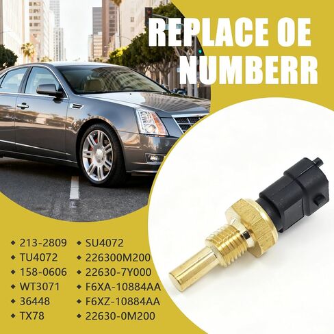 Engine Coolant Temperature Sensor Compatible with GMC Acadia, Cadillac SRX STS, Chevy Traverse, Buick Enclave Allure Lacrosse, Replace 12639899 213-4777 in Kuwait