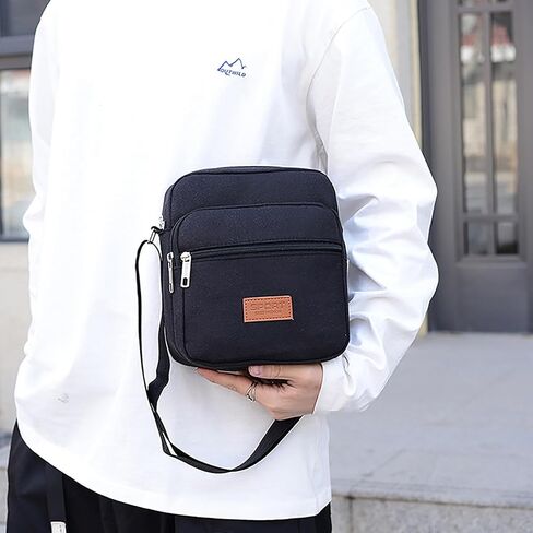 Messenger Bag for Man, Commuting Canvas Crossbody Bag with 4-Layer Zipper, Satchel Bag for Business Bag in Saudi Arabia