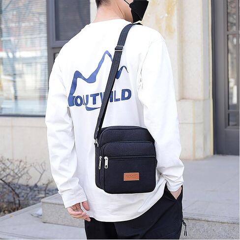 Messenger Bag for Man, Commuting Canvas Crossbody Bag with 4-Layer Zipper, Satchel Bag for Business Bag in Saudi Arabia