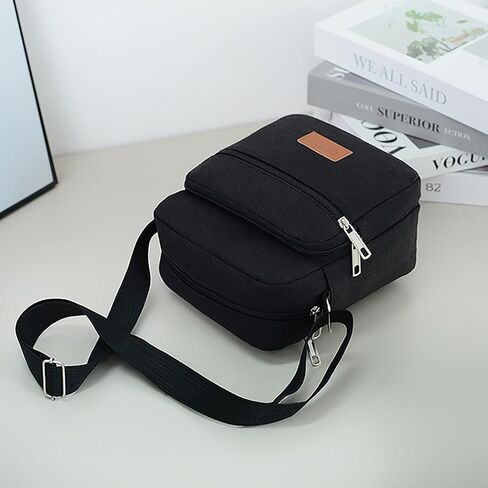 Messenger Bag for Man, Commuting Canvas Crossbody Bag with 4-Layer Zipper, Satchel Bag for Business Bag in Saudi Arabia