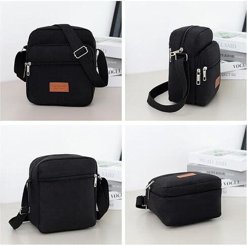 Messenger Bag for Man, Commuting Canvas Crossbody Bag with 4-Layer Zipper, Satchel Bag for Business Bag in Saudi Arabia