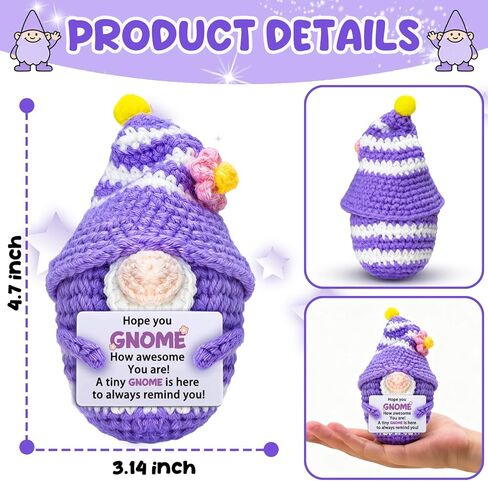 Galentines Gnomes هدية للنساء والرجال مضحك اليدوية الكروشيه التماثيل الإيجابية العاطفية ملهمة الدعم الهدايا لصديق Bestie زملاء العمل عيد ميلاد عيد الحب جنوم الحلي in Kuwait